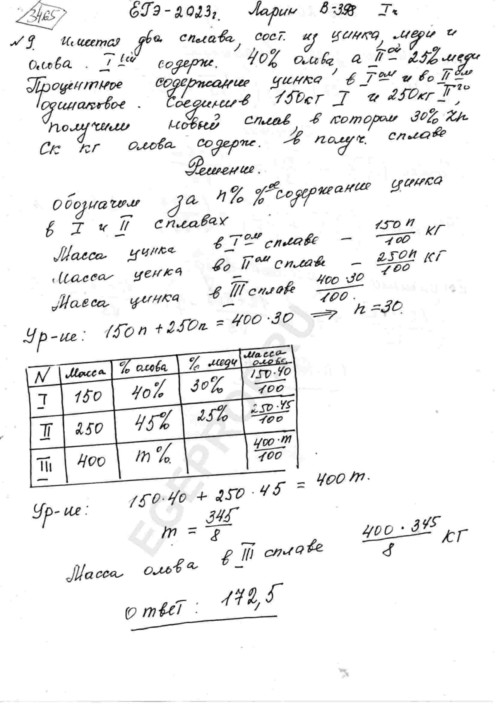 В 400 кг сплава содержится