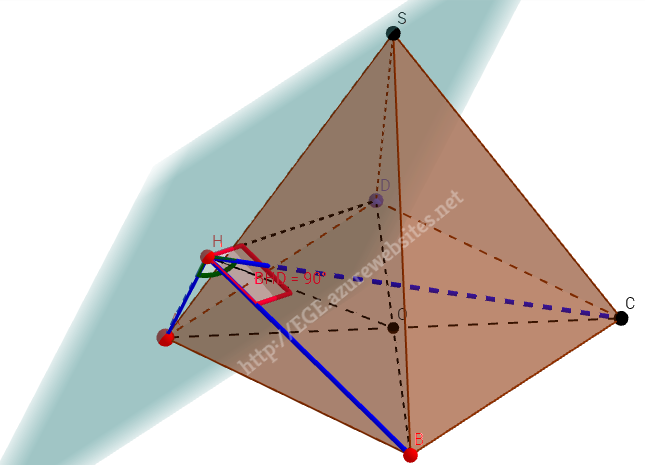 Ященко 36 вариантов профильный уровень ЕГЭ 2018 Тренировочная работа 21 Задание 14 пункт а SABCD - правильная четырёхугольная пирамида с основанием ABCD. Из точки B опущен перпендикуляр BH на плоскость SAD. a) Докажите, что угол AHC=90. б) Найдите объём пирамиды, если HA=1 и HC=5