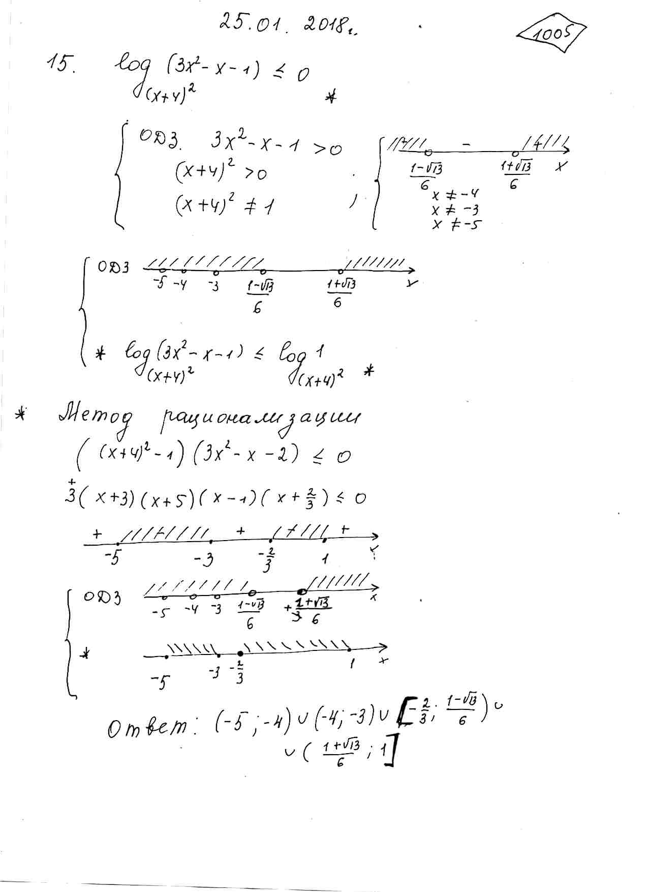 Решить неравенство log_{(x+4)^2}(3x^2-x-1)<=0