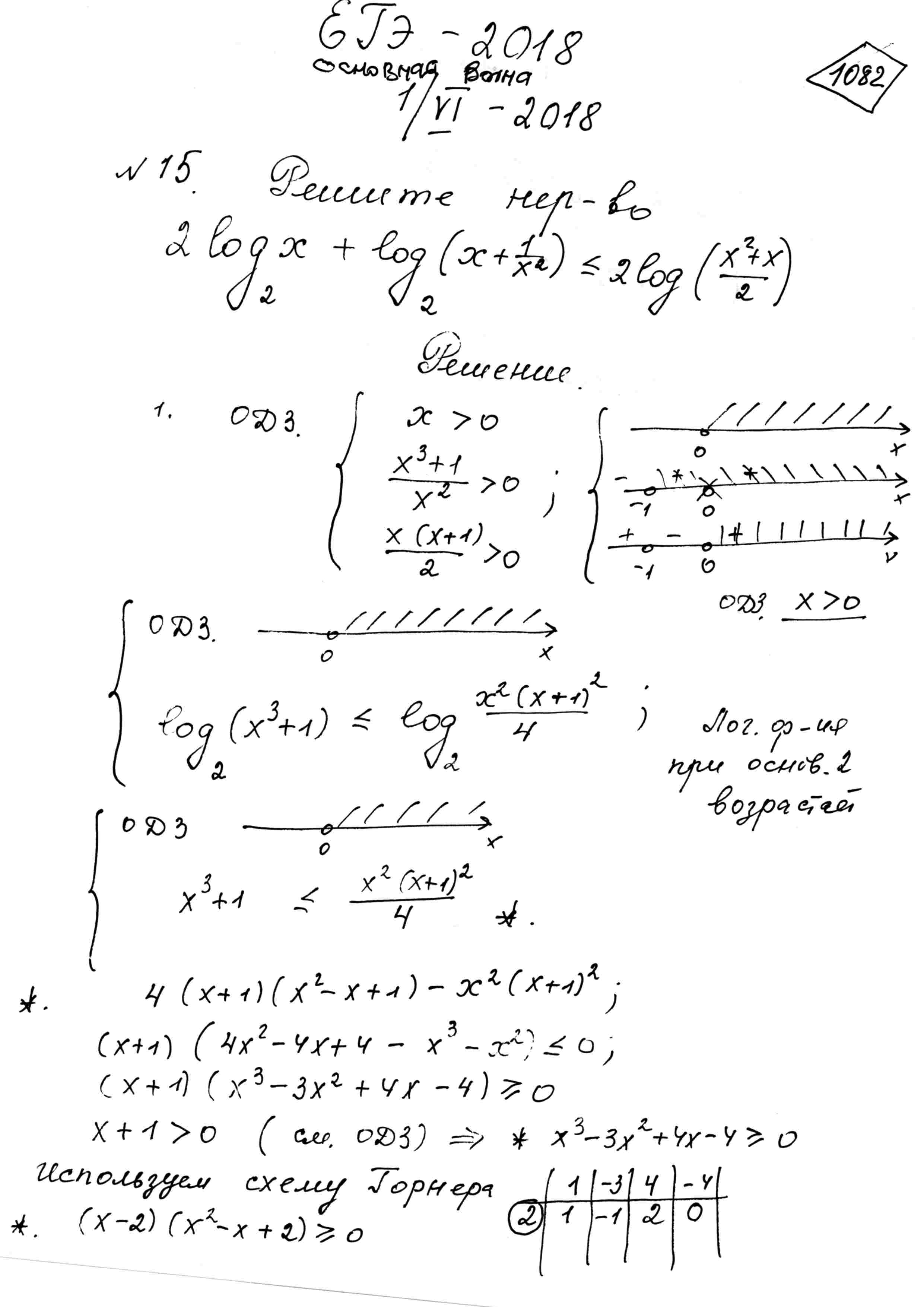 Решите неравенство 2log_{2}(x)+log_{2}(x+1/x^2)<=2log_{2}((x^2+x)/2)