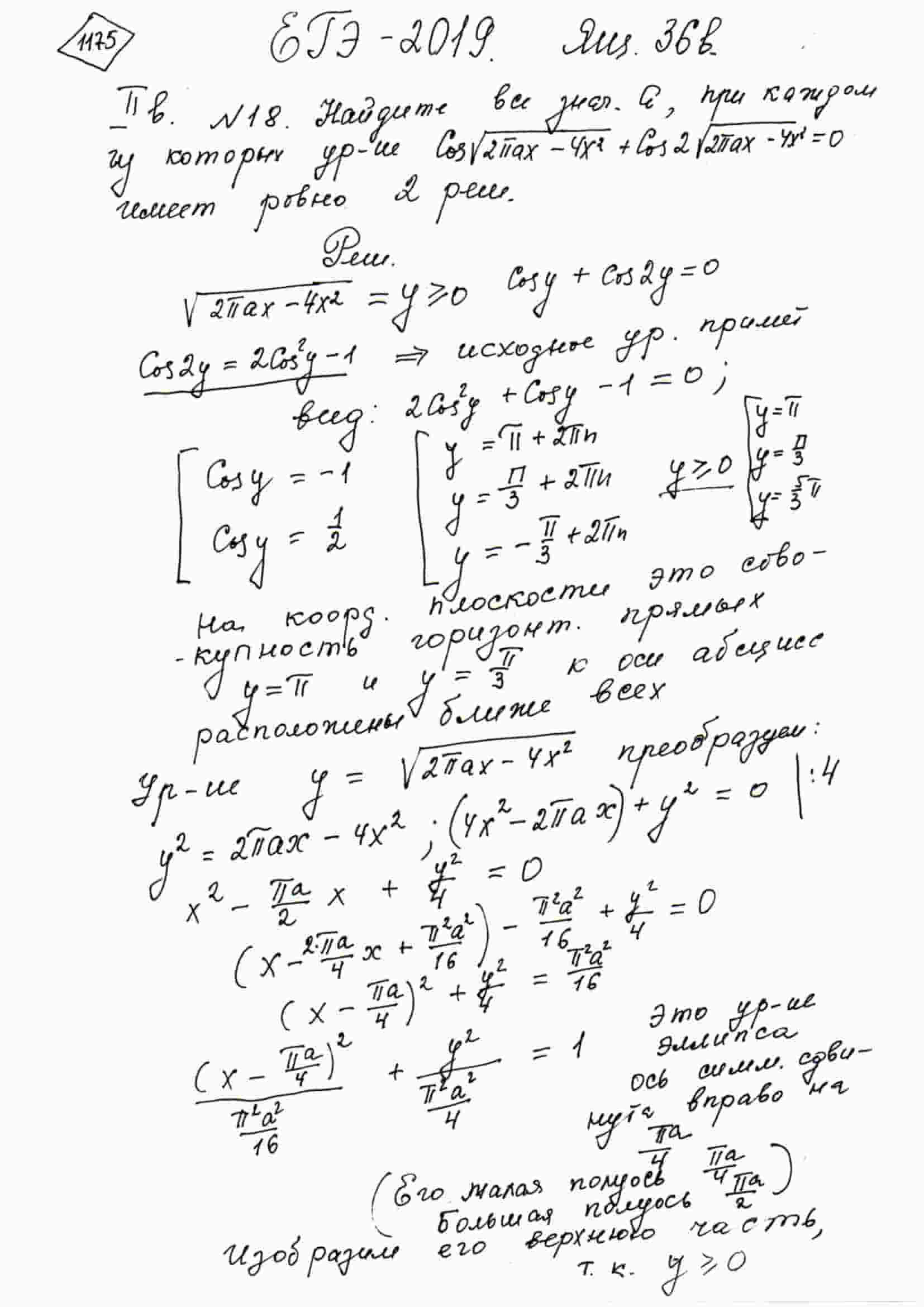 Найдите все значения a, при каждом из которых уравнение  cos(sqrt(2pi*a*x-4x^2))+cos(2sqrt(2pi*a*x-4x^2))=0 имеет ровно два решения