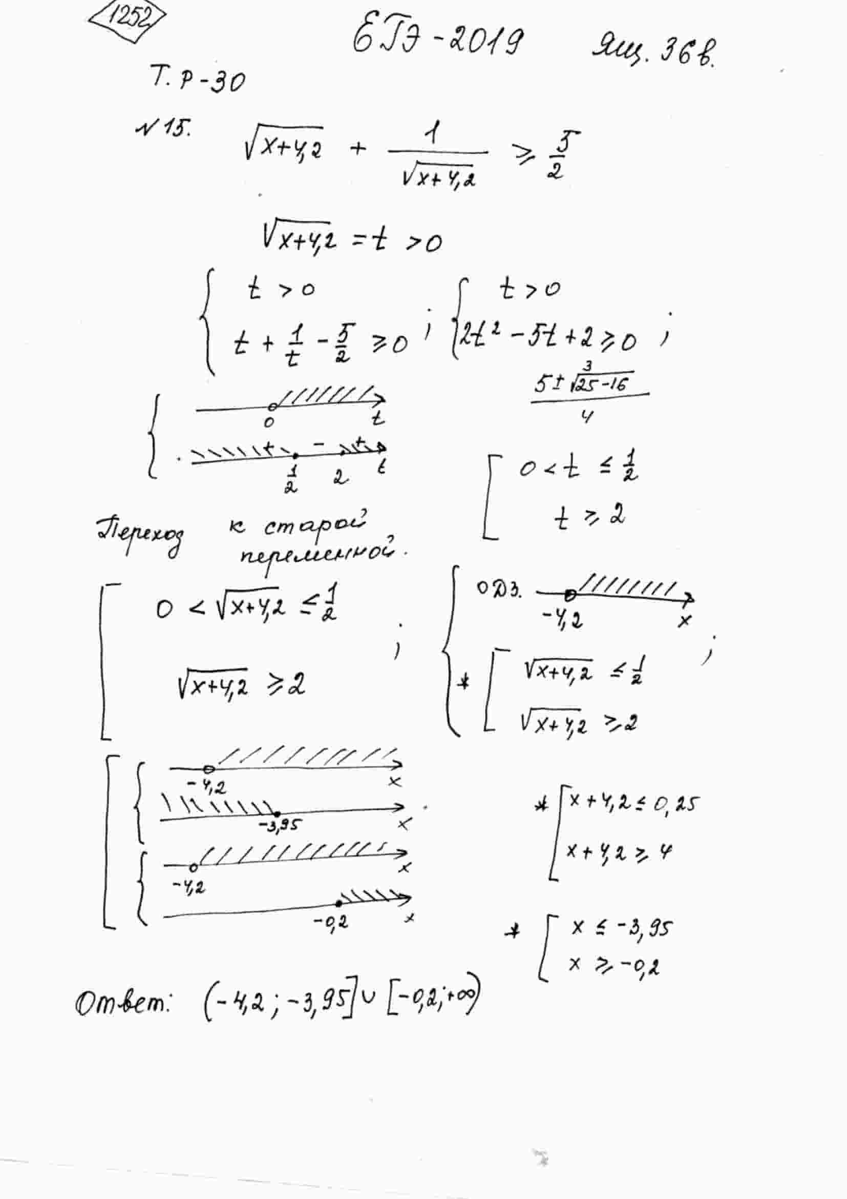 Решите неравенство sqrt(x+4.2)+1/sqrt(x+4.2)>=5/2