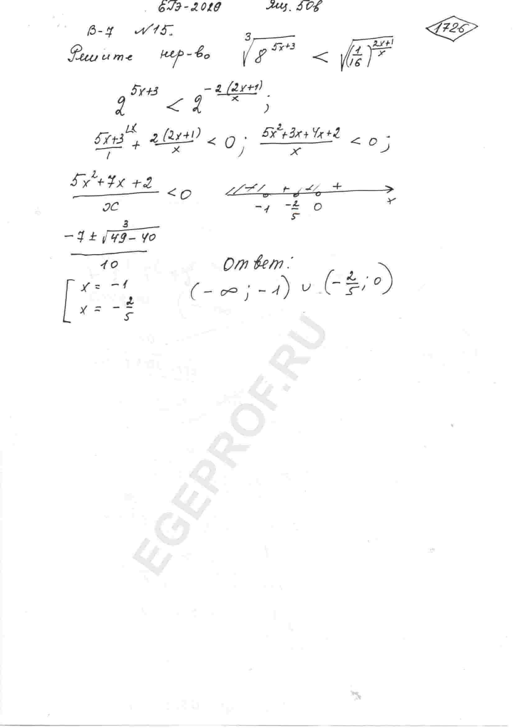 Решить неравенство 8^((5x+3)/3) < sqrt((1/16)^((2x+1)/x))