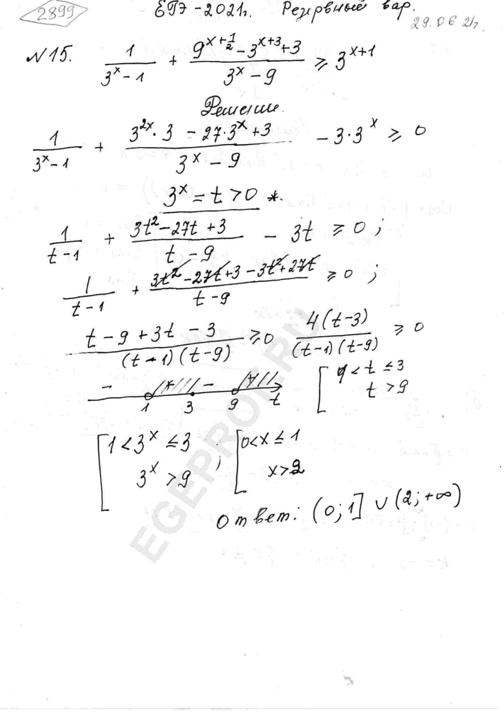 Решите неравенство 1/(3^x-1)+(9^(x+1/2)-3^(x+3)+3)/(3^x-9) >= 3^(x+1)