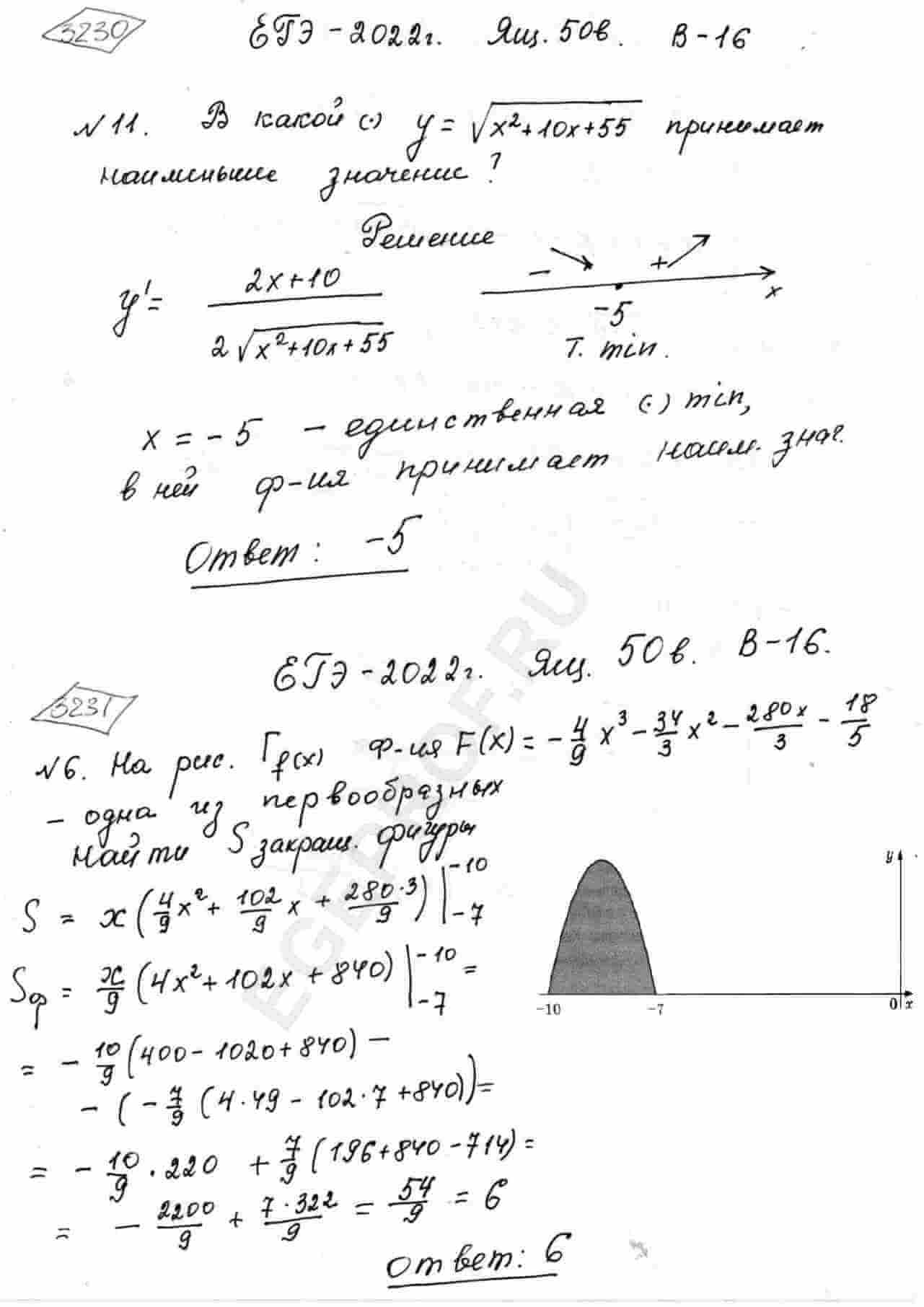 На рисунке изображён график функции y=f(x). Функция  F(x)=-4/9x^3-34/3x^2-280/3x-18/5. - одна из первообразных функций f(x).  Найдите площадь закрашенной фигуры