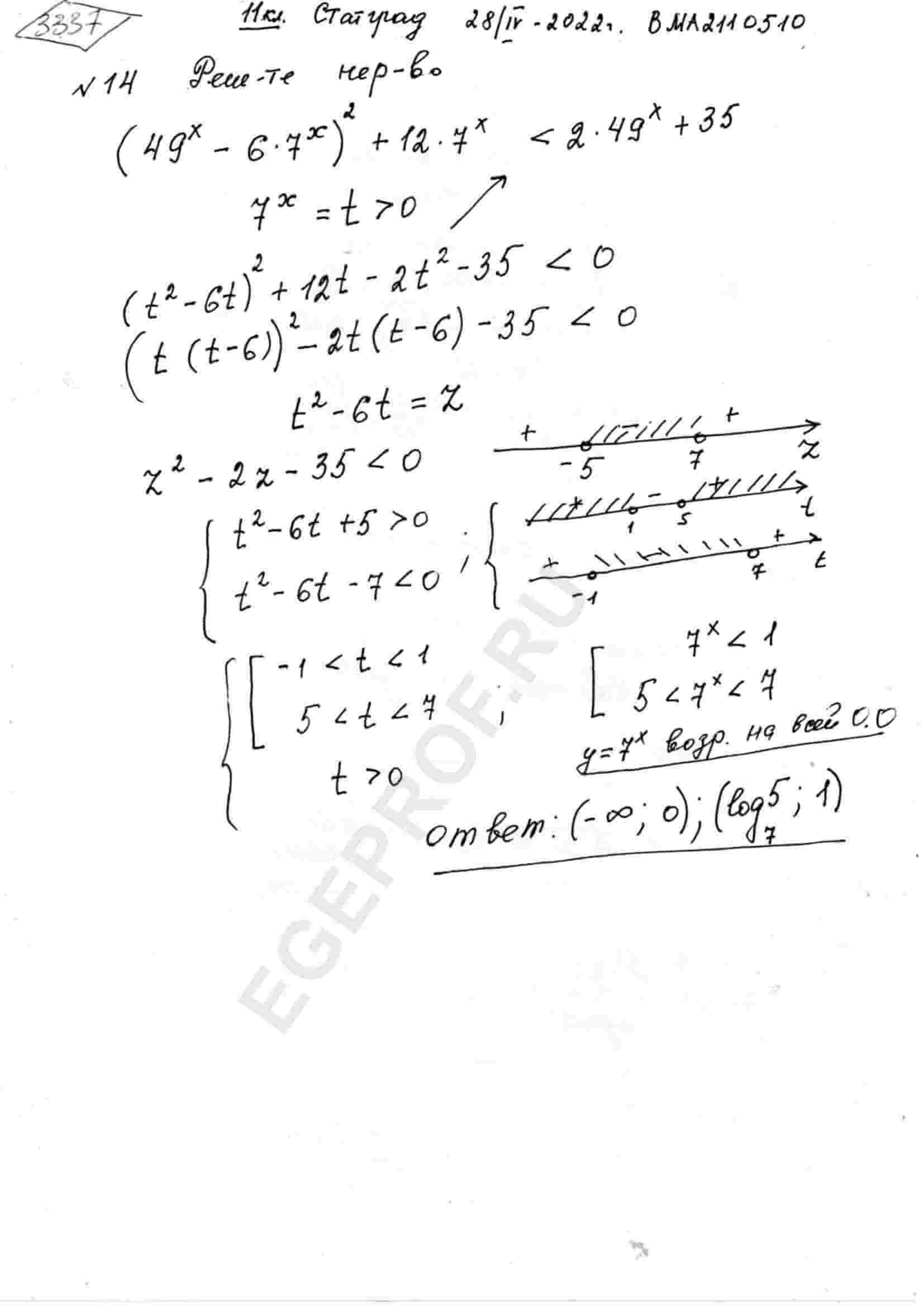 Решите неравенство (49^x-6*7^x)^2+12*7^x < 2*49^x+35