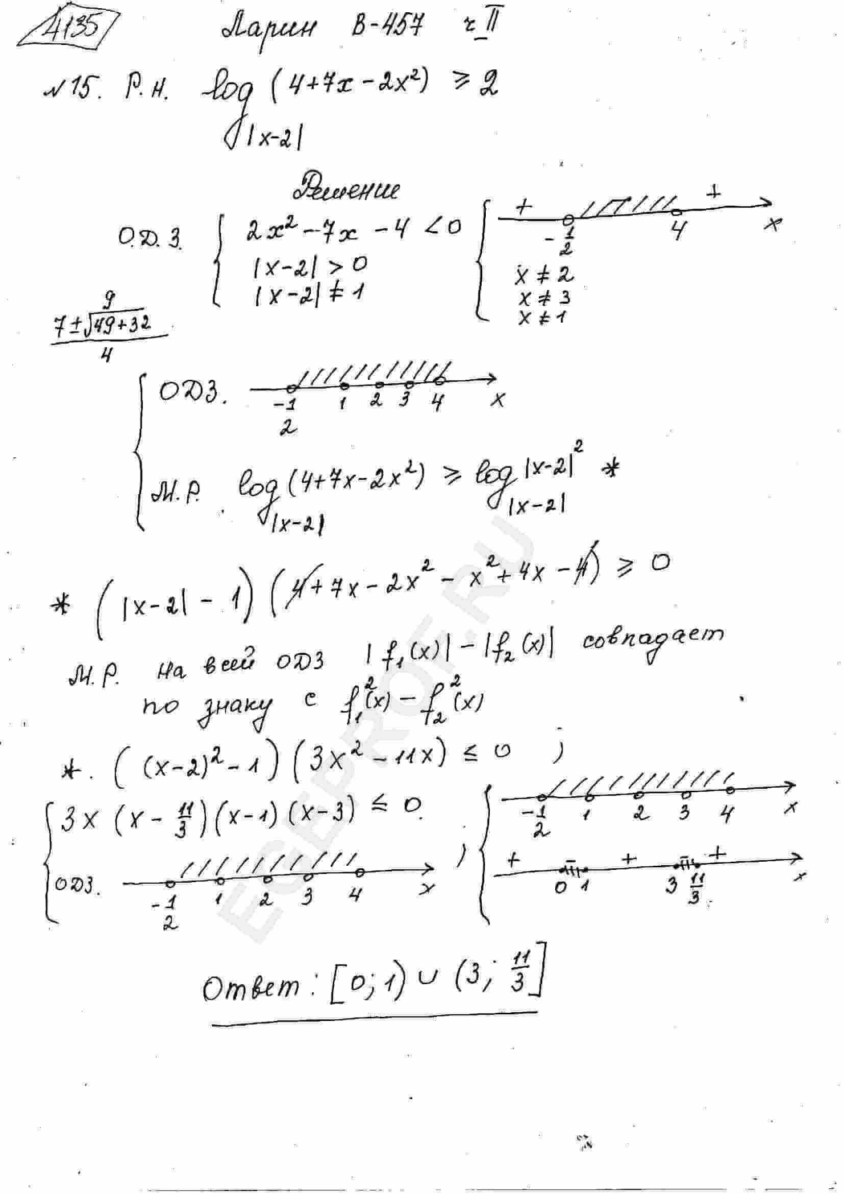 Решите неравенство log_{abs(x-2)}(4+7x-2x^2) >= 2